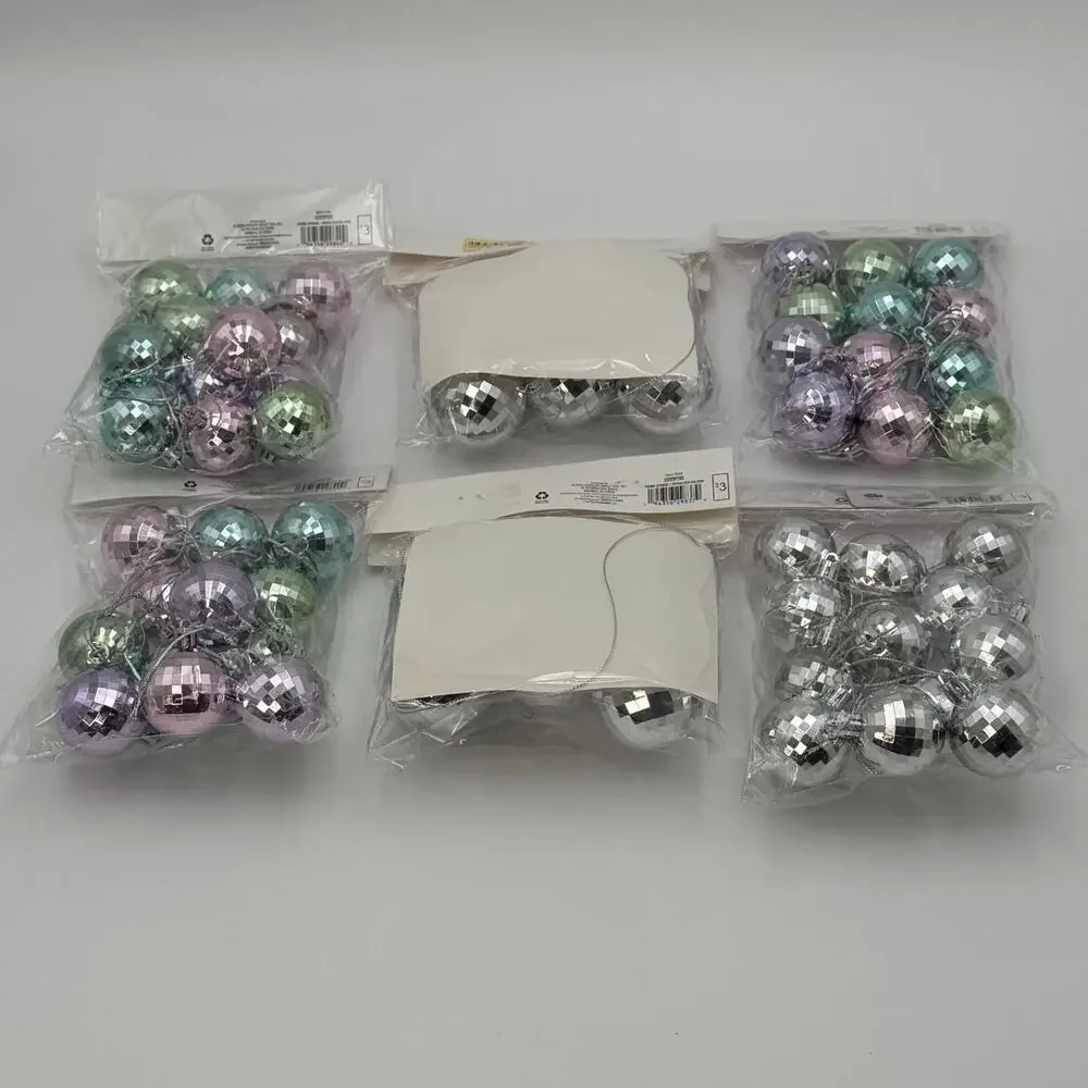 Bullseye Disco Ball Christmas Ornaments 12 Count‎ w 72” Banner Lot of 6 NEW